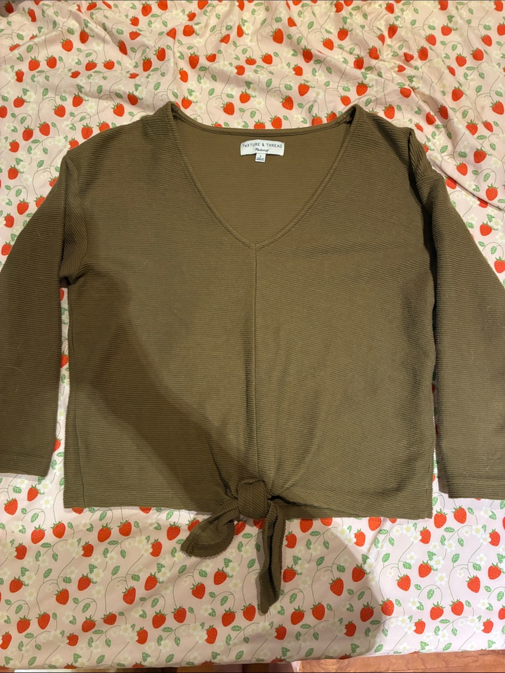 Madewell Olive Tie-Front Scoop Sweater